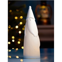 Светодиодная фигура «Дед Мороз в колпаке» 6×5.5×20.2 см, 1 LED, керамика, от батареек LR44×2, свечение тёплое белое