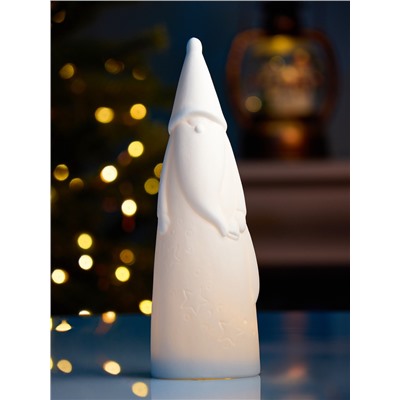 Светодиодная фигура «Дед Мороз в колпаке» 6×5.5×20.2 см, 1 LED, керамика, от батареек LR44×2, свечение тёплое белое