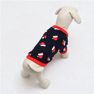 Толстовка для собак «Новогодний колпак», размер L, синяя (ДС 38, ОШ 34, ОГ 48 см)