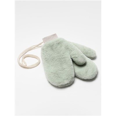 Варежки меховые женские MINAKU пушистые, размер 25 см, мятные