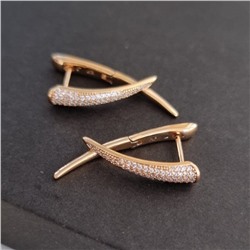 Серьги галочки коллекция "Xuping" покрытие позолота, вставка: фианиты, цвет: прозрачный, S00102300, арт.001.847