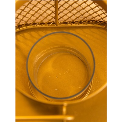 Подсвечник фонарь со стеклянной колбой, 19.5×23×15.5 см, d=10 см, металл, золотистый