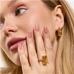 Комплект ювелирной бижутерии коллекция "Дубай" серьги и кольцо 20 р, покрытие позолота, вставка: фианиты, цвет: желтый, арт.414.022-20