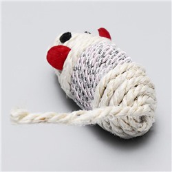 Набор витых игрушек для кошек: мышь 7 см шарик 4 см, сизаль, цвет МИКС