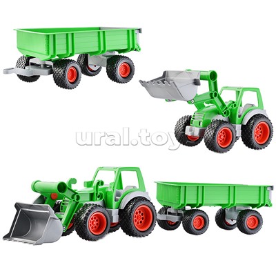 Фермер-техник Трактор-погрузчик с прицепом (в сеточке)