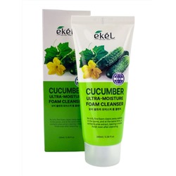 EKEL - ПЕНКА ДЛЯ УМЫВАНИЯ С ЭКСТРАКТОМ ОГУРЦА ULTRA-MOISTURE FOAM CLEANSER CUCUMBER, 100 МЛ