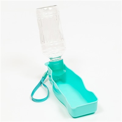 Автопоилка прогулочная с фигурной бутылочкой, 250 мл, пластик, бирюзовая
