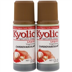 Kyolic, Выдержанный экстракт чеснока, благотворное влияние на сердечно-сосудистую систему, жидкость, 2 флакона по 2 жидких унции (60 мл) каждый