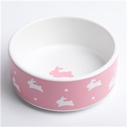 Миска керамическая «Зайчики», 300 мл, 13×13×5 см, розовая