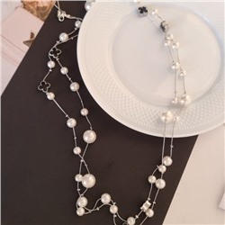 Колье жемчужное длинное на шею бижутерия женская, вставка: исск.жемчуг, арт.001.731