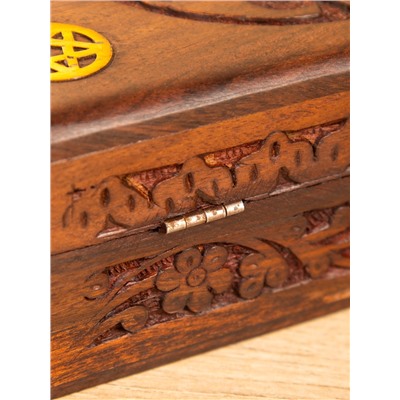 Шкатулка резная «Пента», 18×13×6 см, дерево шишам