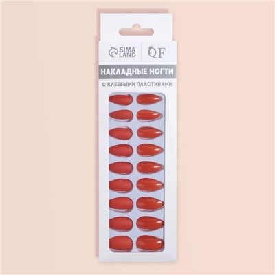 Накладные ногти, 24 шт., с клеевыми пластинами, форма миндаль, красные