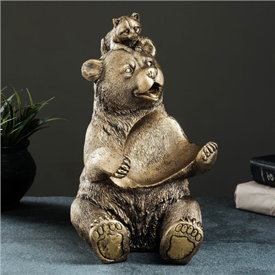 Подставка для бутылки «Медведь с енотом», 30×15×21 см, под бронзу с позолотой