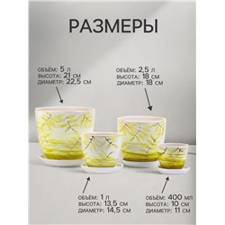 Горшок для цветов «Тропики», керамика, с поддоном, набор 4 шт.: 400 мл, 1 л, 2.5 л, 5 л