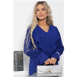 Блуза шифоновая Вэнси (синяя) Б15023-8М