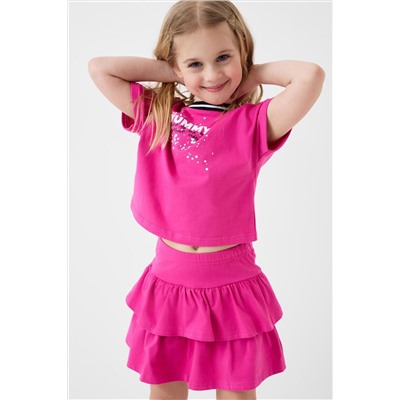 Комплект трикотажный для девочек: джемпер (футболка), юбка-шорты PLAYTODAY, 1240355