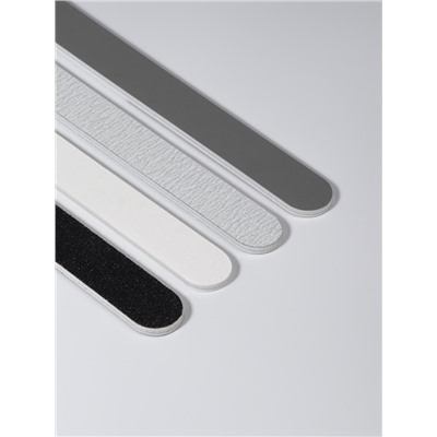 Набор пилок для ногтей, прямые, 100/180, 180/200, 200/240 грит, 18 см, 4 шт.