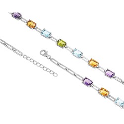 Браслет, аметист , перидот , топаз , цитрин, Кален