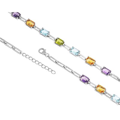 Браслет, аметист , перидот , топаз , цитрин, Кален