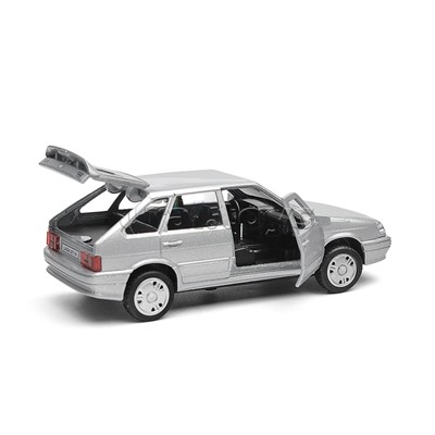Машина металл LADA-2114 "SAMARA" 12 см, двери, багаж, инерц, серебристая