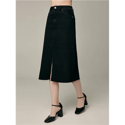 Юбки CONTE CON-611 Джинсовая юбка-midi с разрезом и необработанным краем