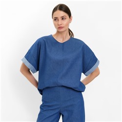 Футболка женская оверсайз MINAKU: Jeans Collection, цвет электрик, размер 46