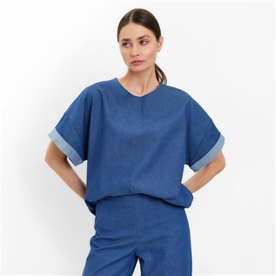 Футболка женская оверсайз MINAKU: Jeans Collection, цвет электрик, размер 46