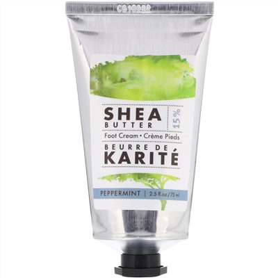 European Soaps, Pre de Provence, Shea Butter Foot Cream, Peppermint, 2.5 fl oz (75 ml)
