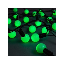 Гирлянда «Нить» 10 м с насадками «Шарики 2.5 см», IP44, тёмная нить, 100 LED, свечение зелёное, 8 режимов, 220 В
