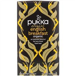 Pukka Herbs, Organic Elegant English Breakfast, 20 Black Tea Sachets, 1.76 oz (50 g)