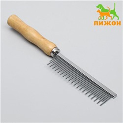 Расчёска-разнозуб Wood с деревянной ручкой, 20×3 см