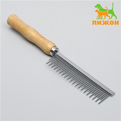 Расчёска-разнозуб Wood с деревянной ручкой, 20×3 см