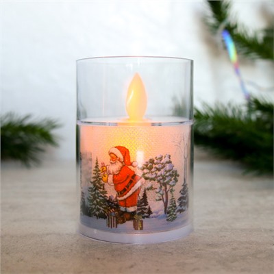 Свеча светодиодная подвижный фитиль в подсвечнике 6х8 см / VFR-109 /уп 12/480/Новогодняя