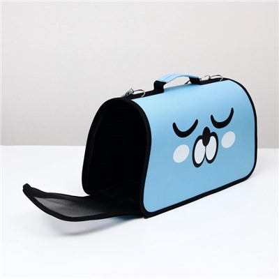 Сумка-переноска каркасная «Сонный пёсик», размер S, 37.5×17×22 см, голубая