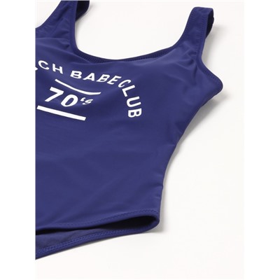 Купальник женский слитный с открытой спиной MINAKU, с принтом, размер 42, синий