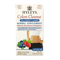 Hyleys Tea, Colon Cleanse, Wild Berry Flavors, Caffeine Free, 25 Tea Bags, 1.32 oz (37.5 g)