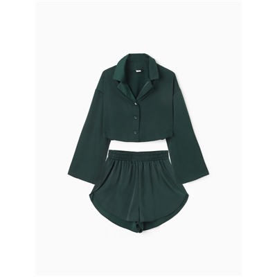 Пижама женская (рубашка, шорты) женская MINAKU: Home collection, изумруд, размер 42