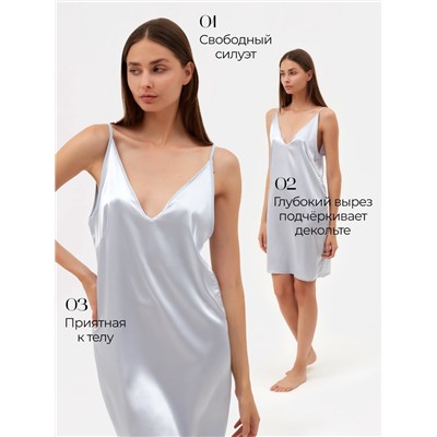 Сорочка ночная женская MINAKU: Light touch, цвет серебряный, размер 42