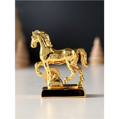 Фигурка металл «Лошадь» с монеткой и пожеланием «Счастья», 5.5×2.5×6 см