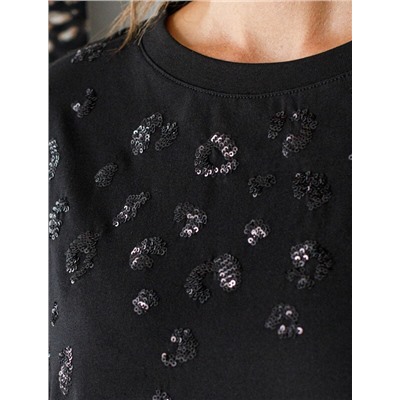 Футболка оверсайз с принтом стразами из премиального хлопка с эластаном