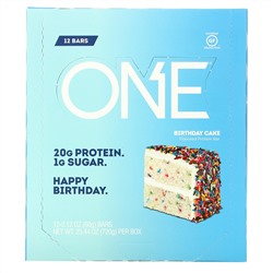 One Brands, ONE Bar, Birthday Cake, 12 Bars, 2.12 oz (60 g) Each