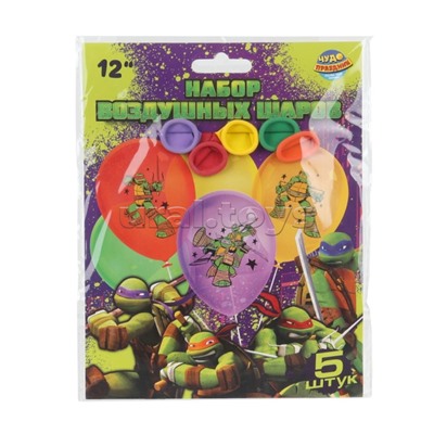 Латексные шары - набор 5 шт. "Черепашки нидзя" цветное