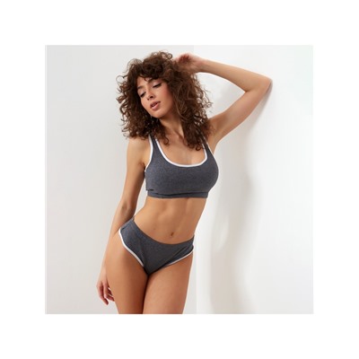 Комплект нижнего белья женский (топ, трусы) Collorista, тёмно-серый, размер 44-46