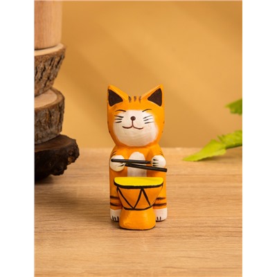 Сувенир «Кот барабанщик», 3.5×5.5×8 см, дерево, МИКС
