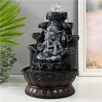 Фонтан настольный с подсветкой «Ганеша в сером под водопадами», от сети, 20×20×30 см