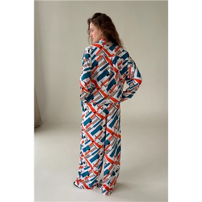 Рубашка  СЕТ001/16/Синий, оранжевый