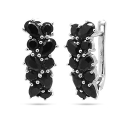 Серьги из серебра сапфир корунд, Арабеска