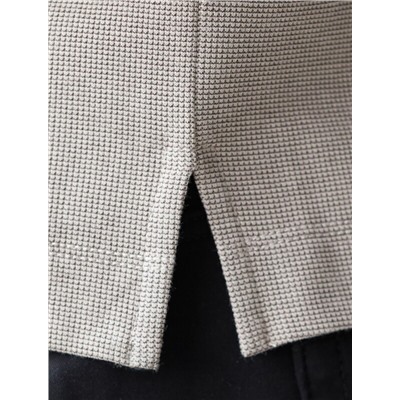 Лонгслив из фактурного трикотажа с плетеным воротником поло с застежкой на пуговицы