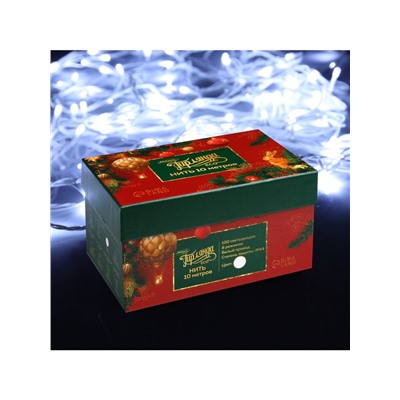 Гирлянда «Нить» 10 м, IP44, белая нить, 100 LED, свечение белое, 8 режимов, 220 В