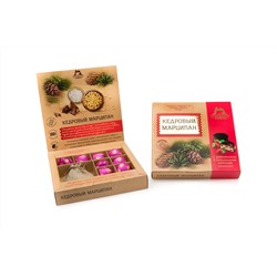 Кедровый марципан с ЗЕМЛЯНИКОЙ и травяным чаем / коробка / 120 гр / ТМ Территория Тайги